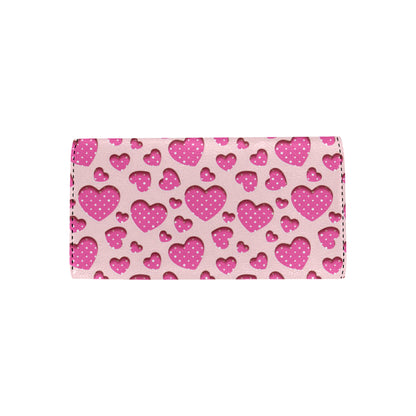 Heart Pink Pattern Print Design HE06 Women's Trifold Wallet