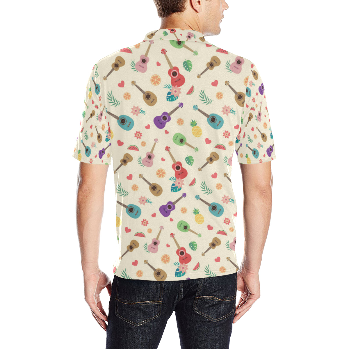 Ukulele Pattern Print Design 01 Men Polo Shirt