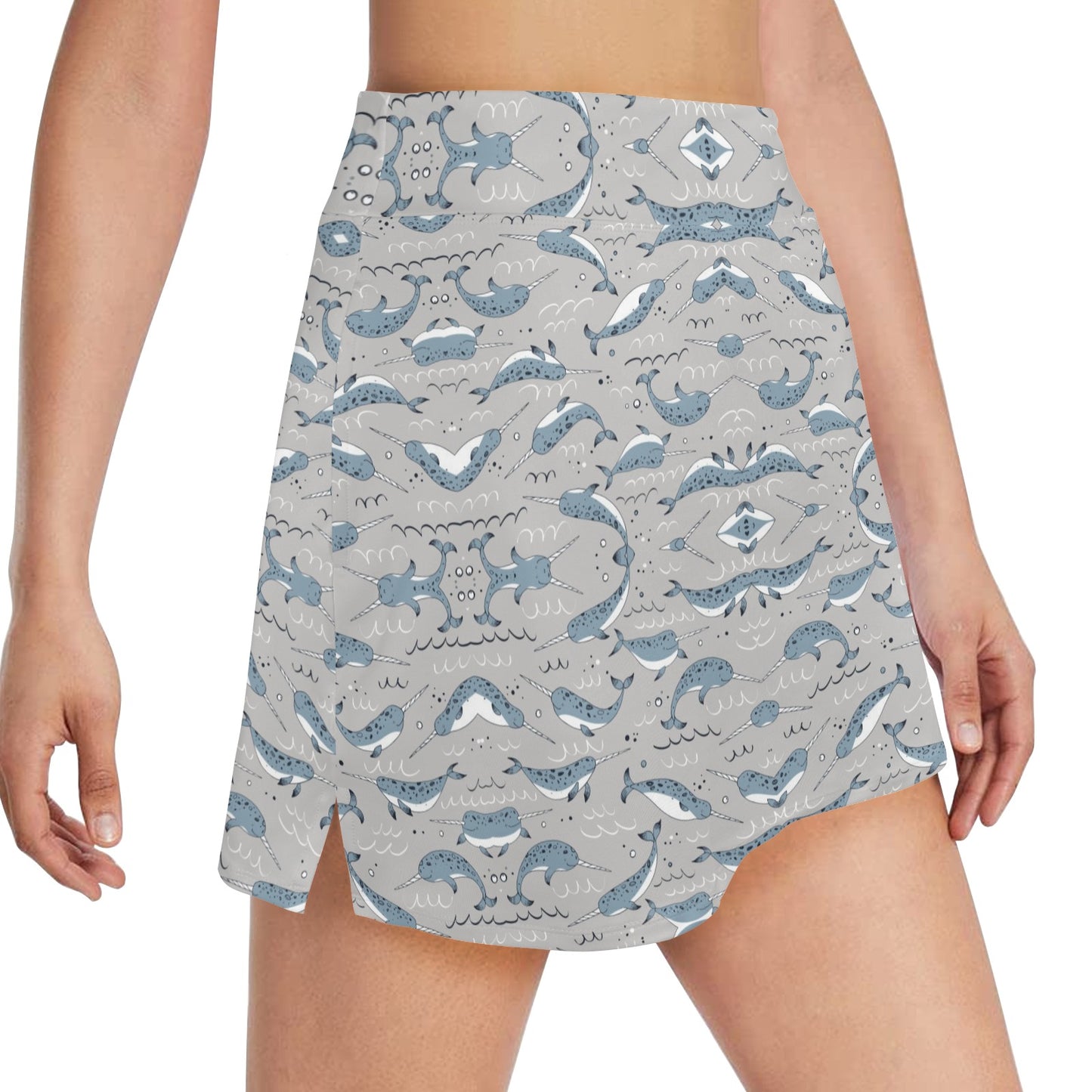 Narwhal Pattern Print 17" Golf & Pickleball Skort with Pockets
