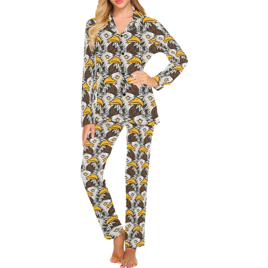 Eagles Head Pattern Women's Long Pajama Set