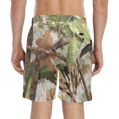 Camo Realistic Tree Forest Print Men's Swim Trunks Beach Shorts