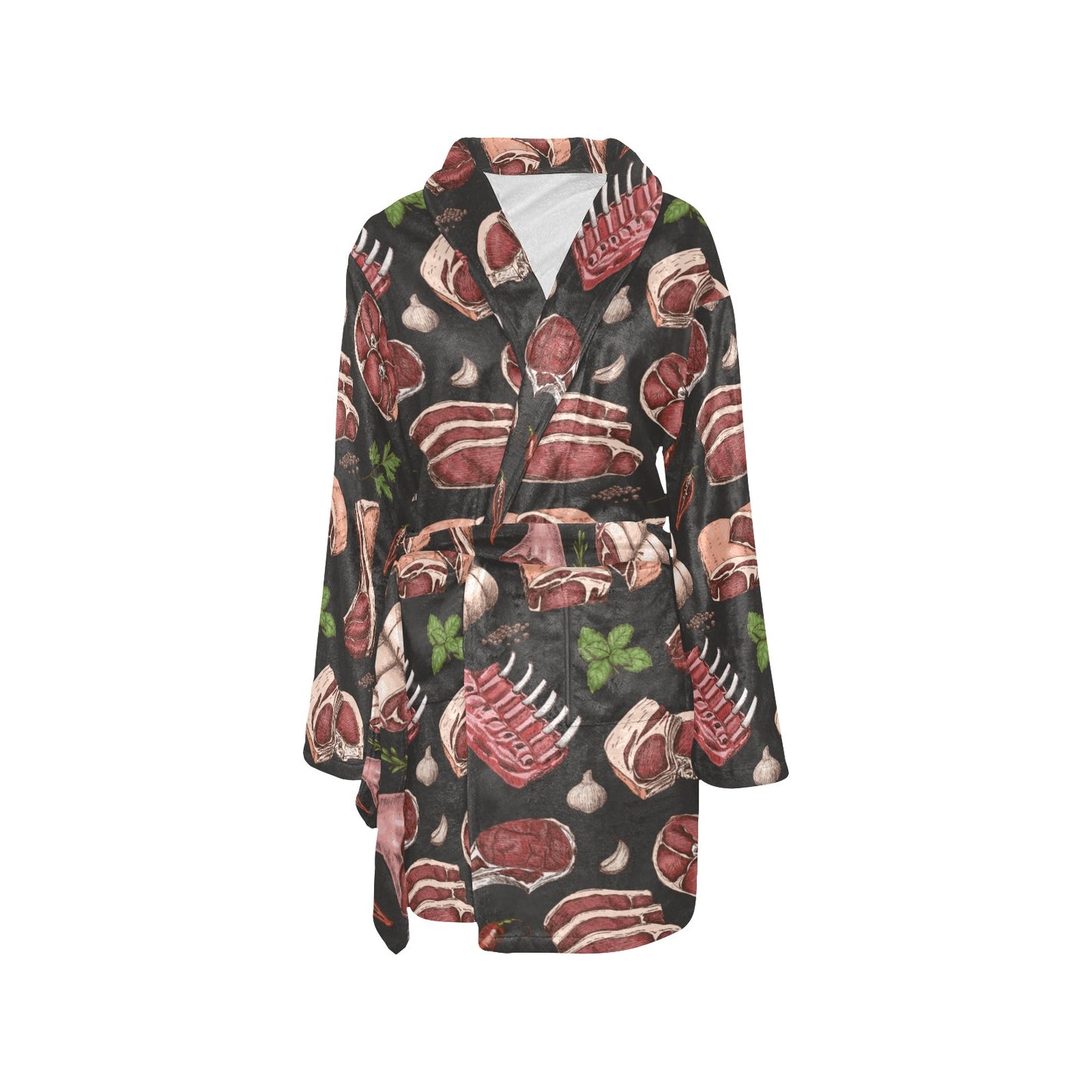 Meat Pattern Print Design 02 Women's Fleece Robe
