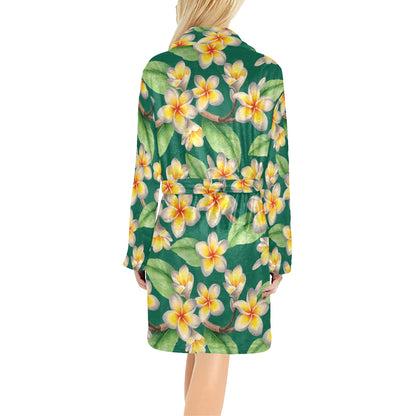 Plumeria Pattern Print Design PM07 Women's Fleece Robe