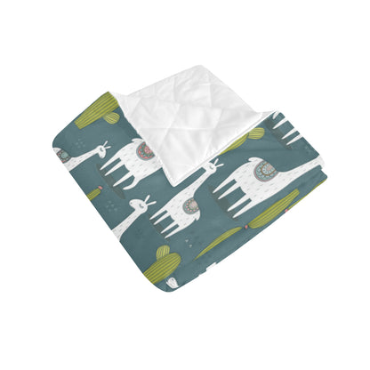 Llama Cactus Pattern Print Design 03 Premium Quilt