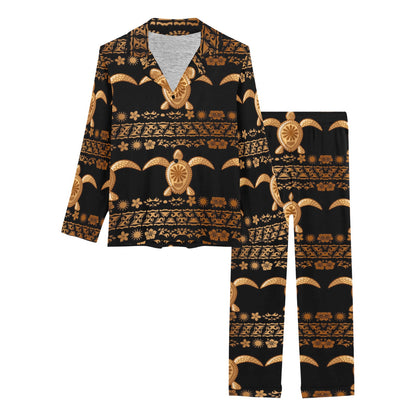 Tribal Sea turtle Polynesian Hawaiian Women's Long Pajama Set