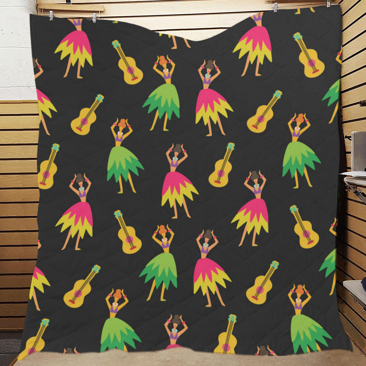 Hula Dancers Hawaiian Girl Pattern Print Design 03 Premium Quilt