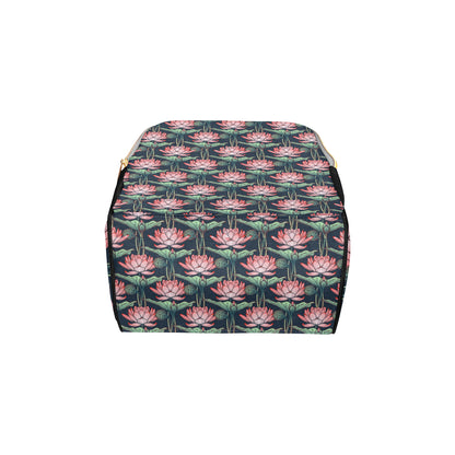 Water Lily Pattern Print Design WL03 Diaper Bag Backpack