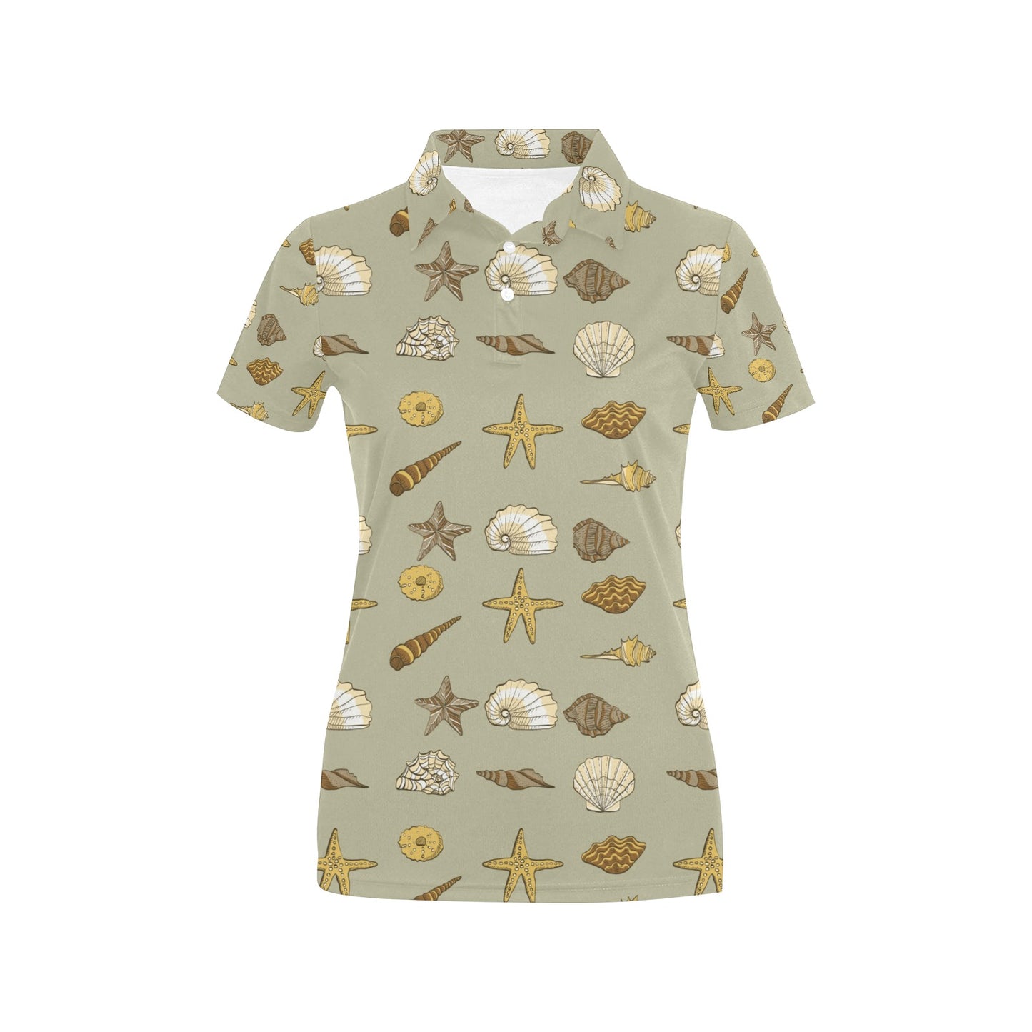 Seashell Beach Print Design LKS303 Women's Polo Shirt