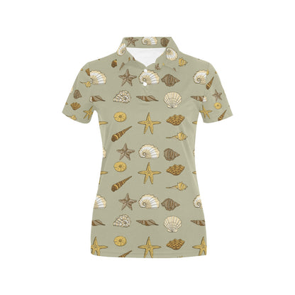 Seashell Beach Print Design LKS303 Women's Polo Shirt