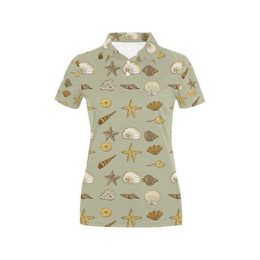 Seashell Beach Print Design LKS303 Women's Polo Shirt