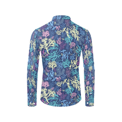 Seaweed Print Design LKS301 Men's Long Sleeve Dress Shirt