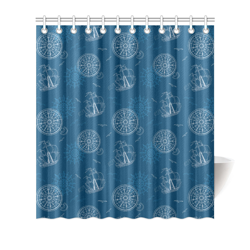 Nautical Pattern Print Design A04 Shower Curtain