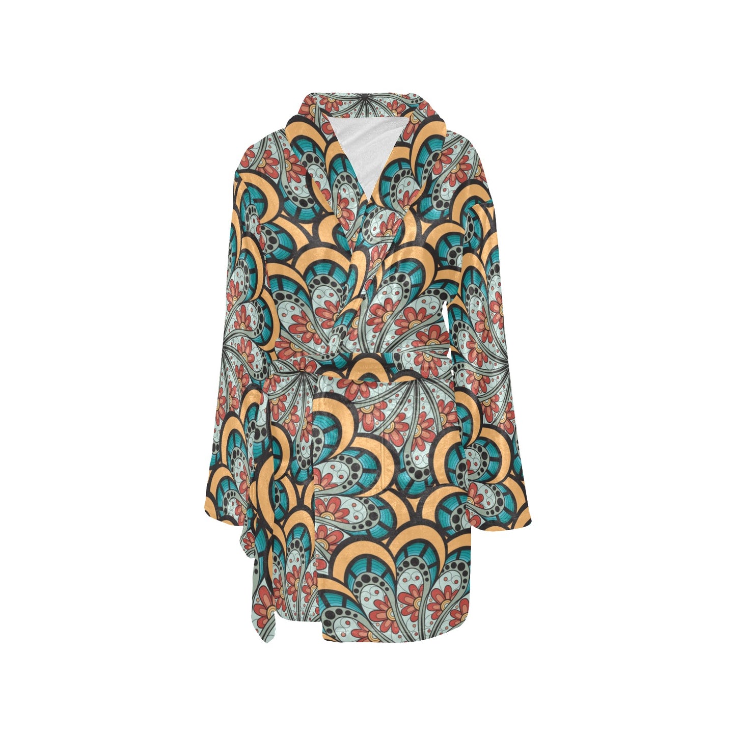 Mandala Pattern Print Design 01 Women's Fleece Robe