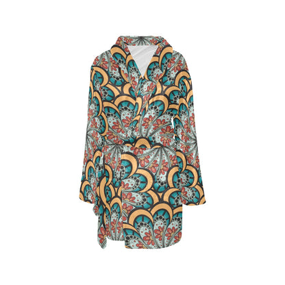 Mandala Pattern Print Design 01 Women's Fleece Robe