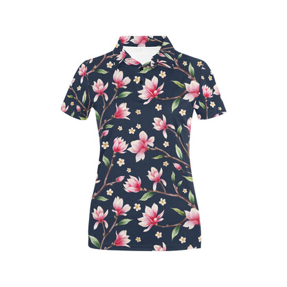 Magnolia Pattern Print Design MAG09 Women's Polo Shirt
