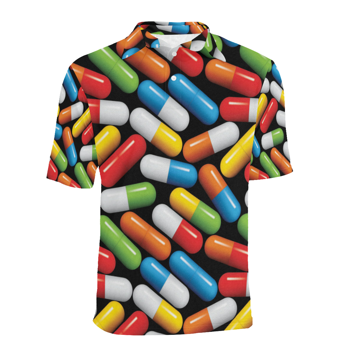 Pill Pattern Print Design A02 Men Polo Shirt
