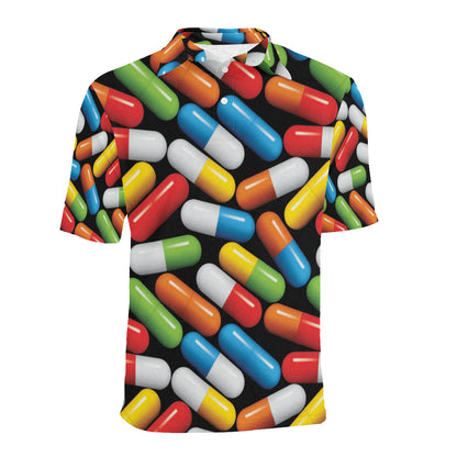 Pill Pattern Print Design A02 Men Polo Shirt