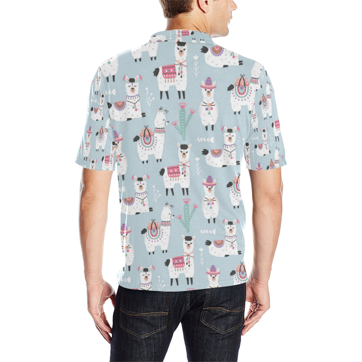 Llama Pattern Print Design 04 Men Polo Shirt