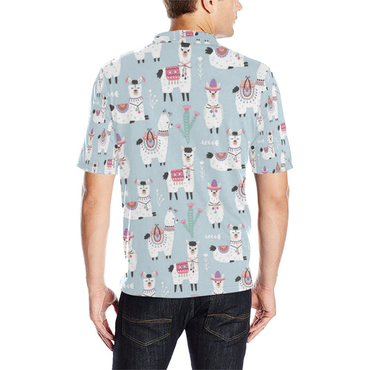 Llama Pattern Print Design 04 Men Polo Shirt