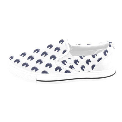Horse Head Print Design LKS303 White Slip Ons Canvas Women's Shoes