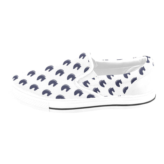 Horse Head Print Design LKS303 White Slip Ons Canvas Women's Shoes
