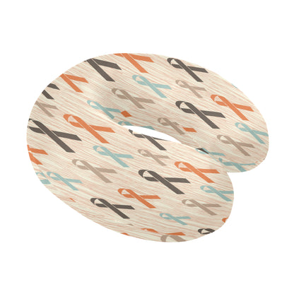 Cancer Awareness Pattern Print Design 01 U-Shaped Travel Neck Pillow