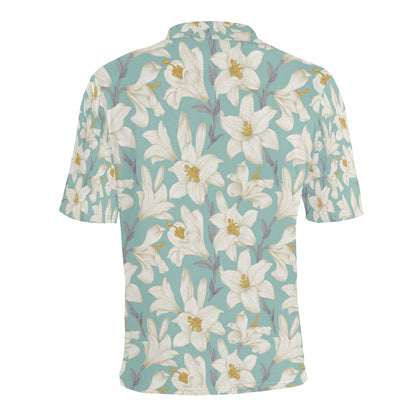 Lily Pattern Print Design 02 Men Polo Shirt