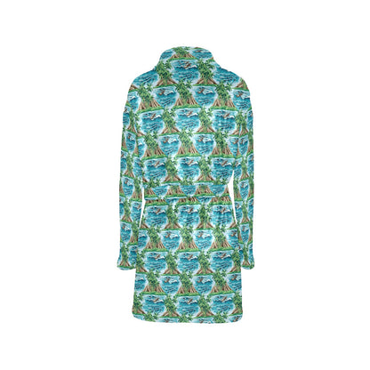 Palm Tree Hawaiian Themed Design Print Women's Fleece Robe