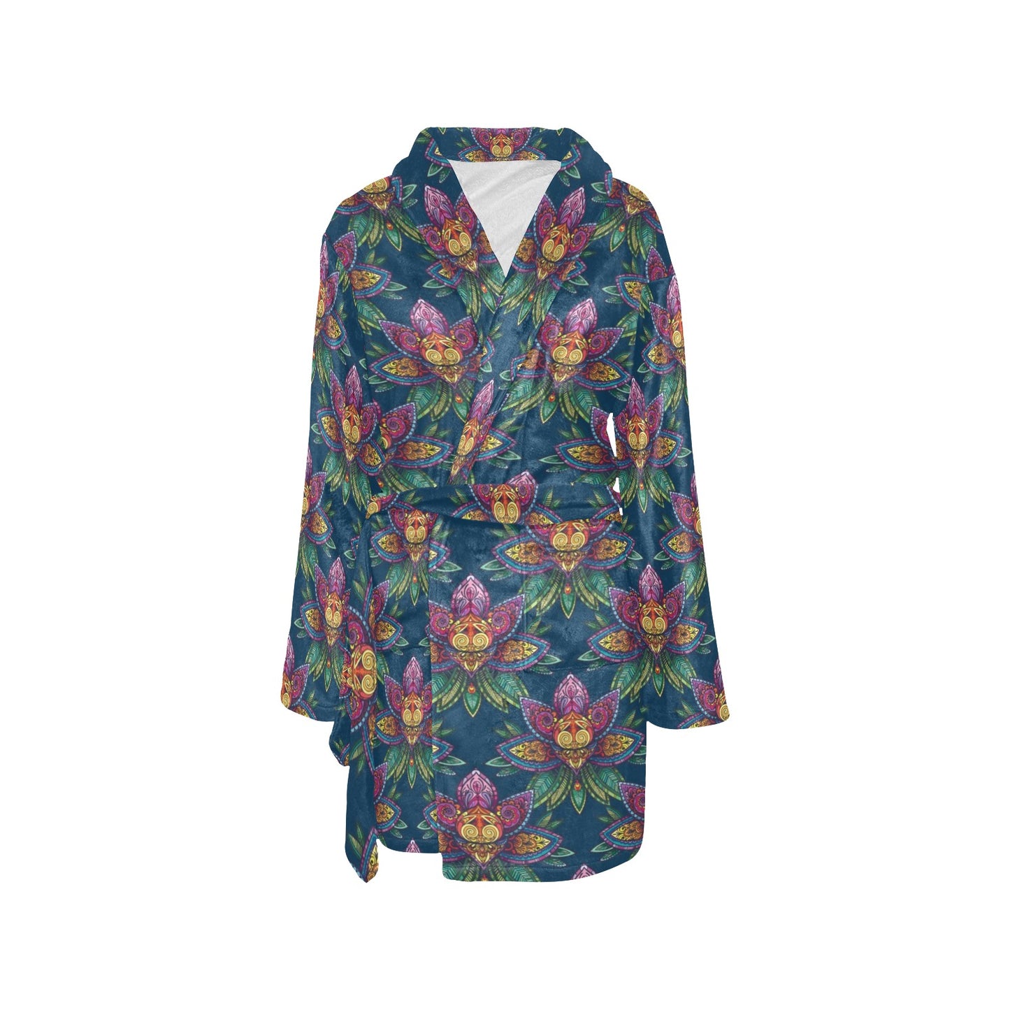 lotus Boho Pattern Print Design LO04 Women's Fleece Robe