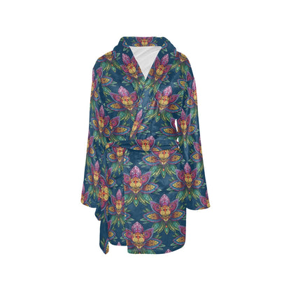 lotus Boho Pattern Print Design LO04 Women's Fleece Robe