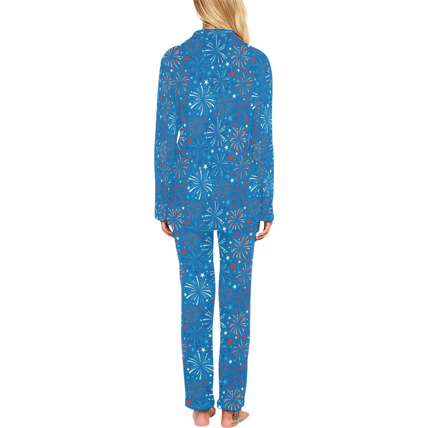 Firework Celebration Print Design LKS304 Women's Long Pajama Set