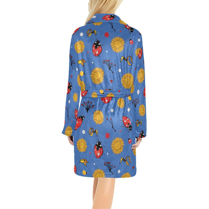 Ladybug Pattern Print Design 05 Women's Fleece Robe