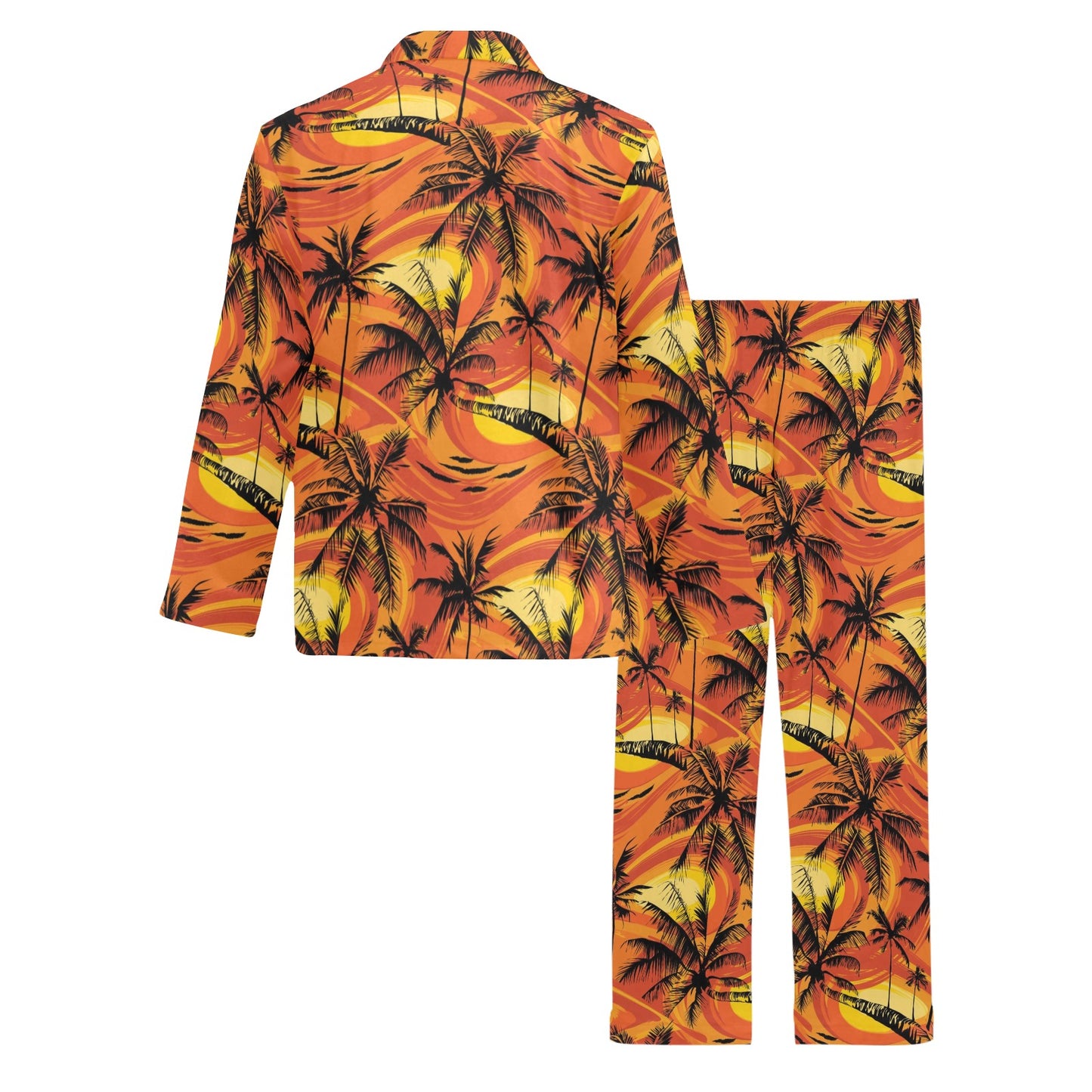 Palm Tree Pattern Print Design A02 Men's Long Pajama Set