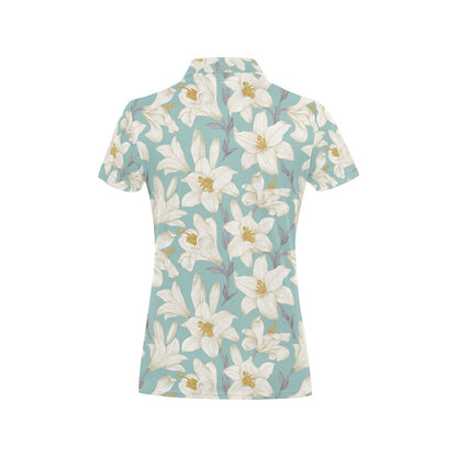 Lily Pattern Print Design 02 Women's Polo Shirt