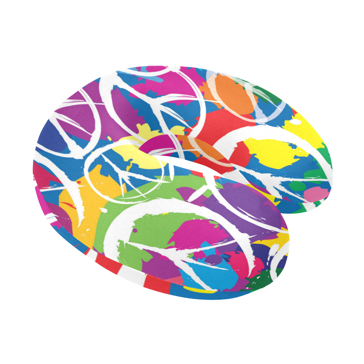 Peace Sign Colorful Pattern Print Design A02 U-Shaped Travel Neck Pillow
