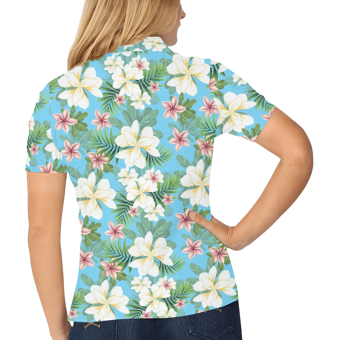 Plumeria Pattern Print Design PM028 Women's Polo Shirt