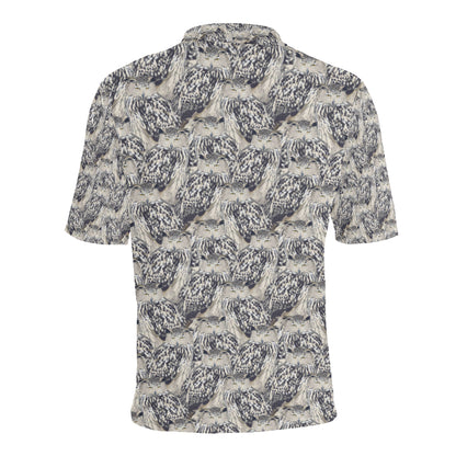 Owl Realistic Themed Design Print Men Polo Shirt