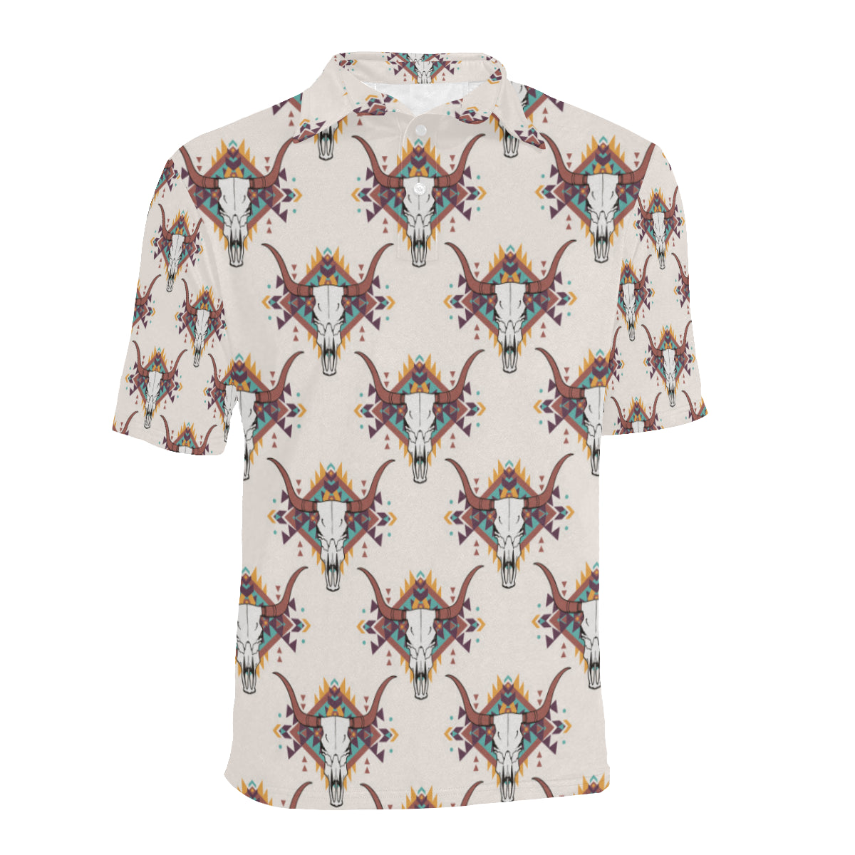 Buffalo Head Pattern Print Design 02 Men Polo Shirt