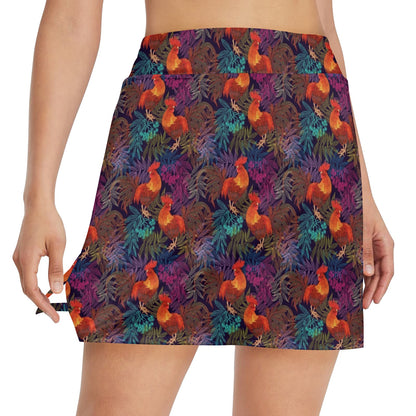 Rooster Print Style 17" Golf & Pickleball Skort with Pockets