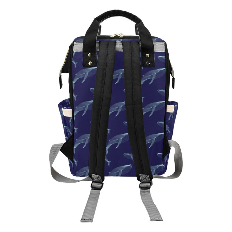 Blue Whale Print Design LKS402 Diaper Bag Backpack