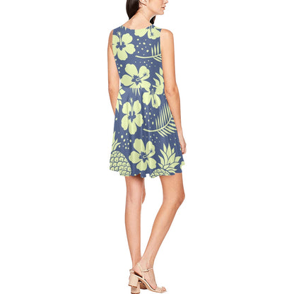 Pineapple Pattern Print Design PP07 Sleeveless Dress