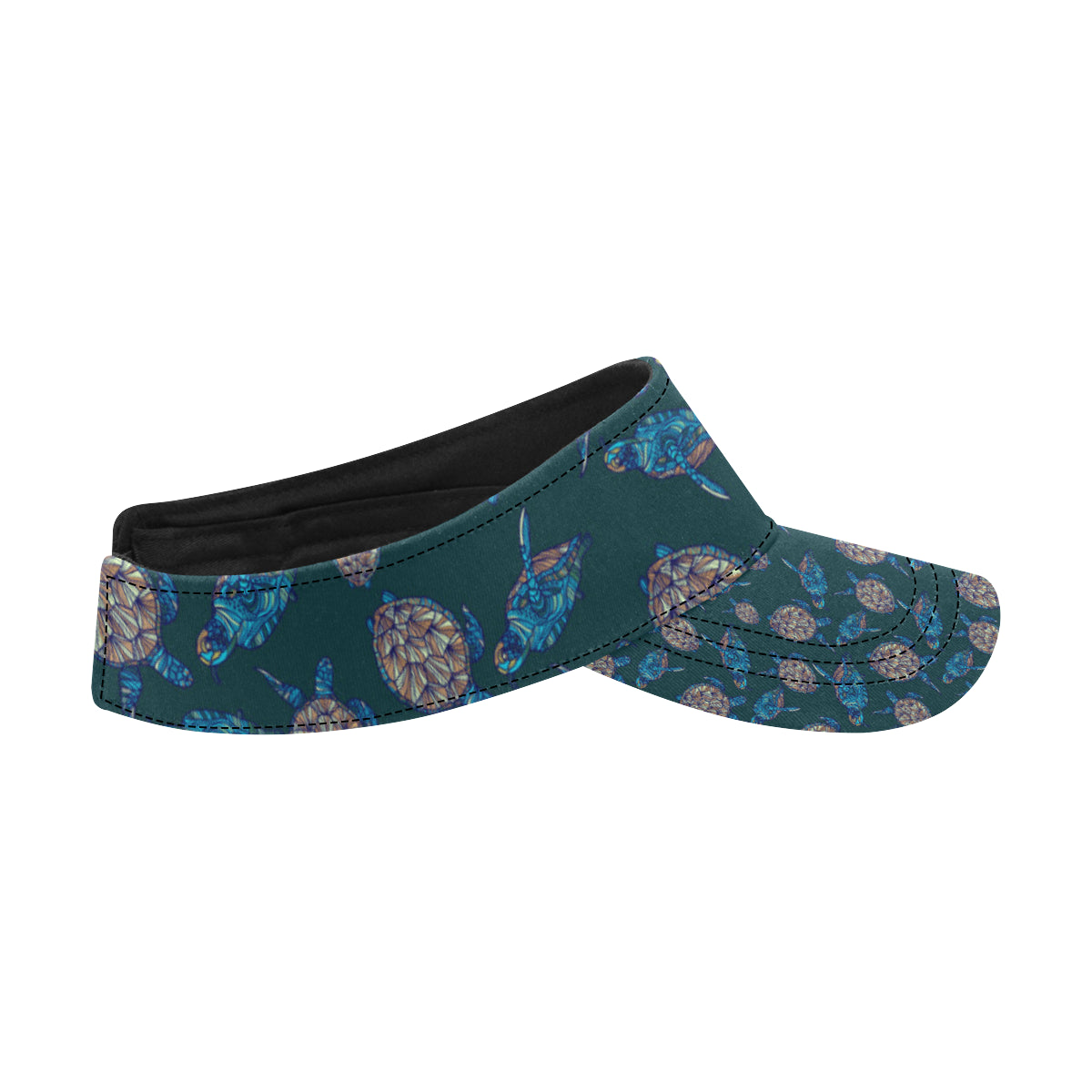 Sea Turtle Hand Drawn Blue Print Unisex Sun Visor