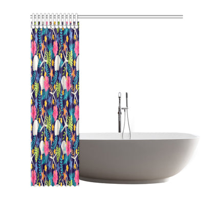 Beach Seashell Floral Theme Shower Curtain
