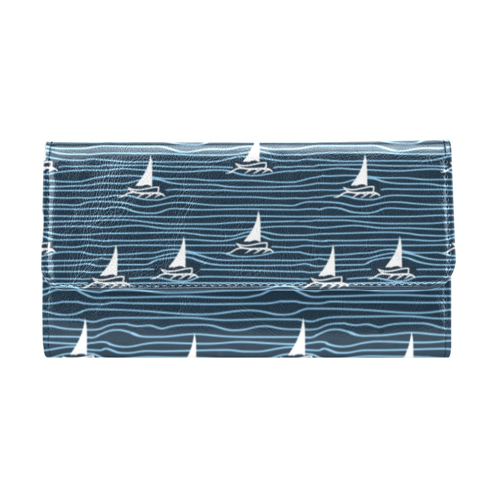 Sailboat Print Design LKS303 Women's Trifold Wallet