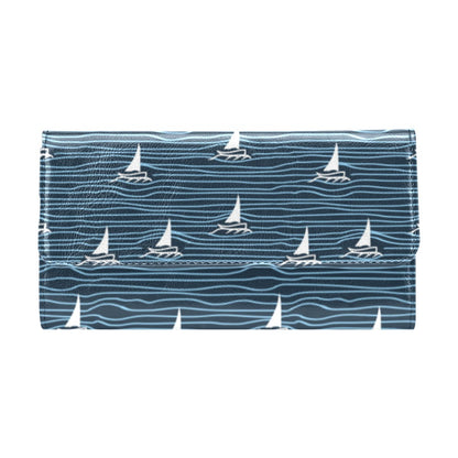 Sailboat Print Design LKS303 Women's Trifold Wallet