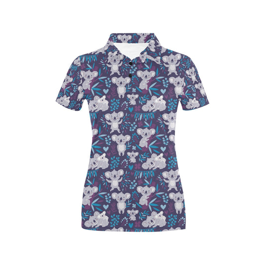 Koala Cute Themed Design Print Women's Polo Shirt