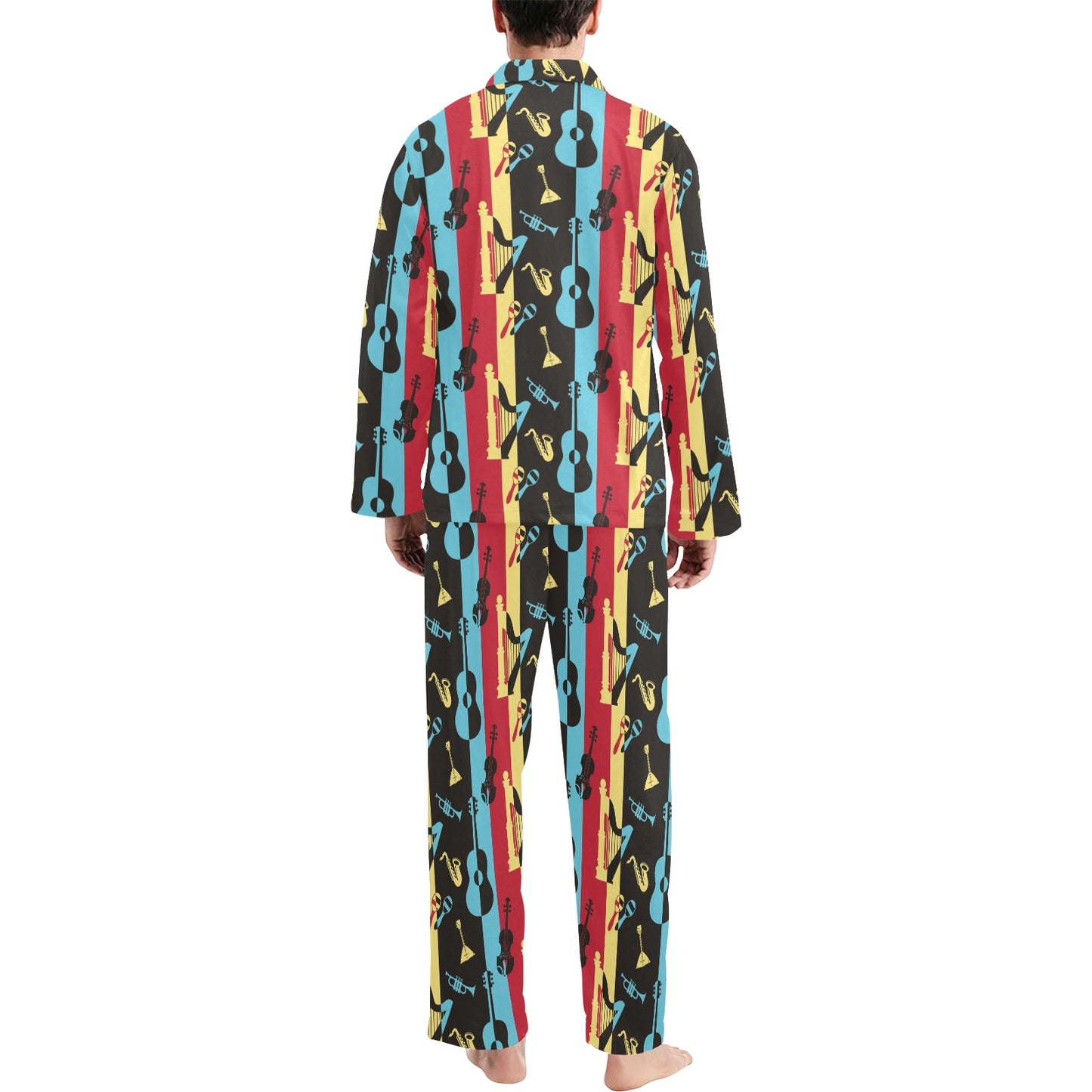 Jazz Pattern Print Design 02 Men's Long Pajama Set