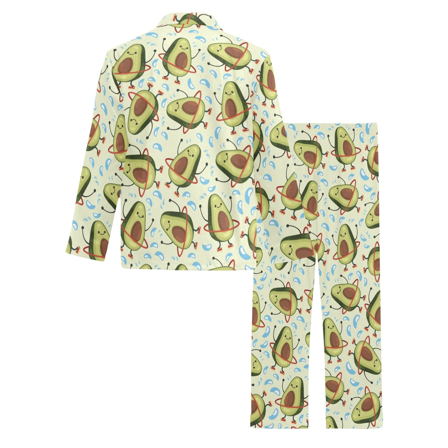 Avocado Pattern Print Design AC02 Men's Long Pajama Set