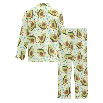Avocado Pattern Print Design AC02 Men's Long Pajama Set