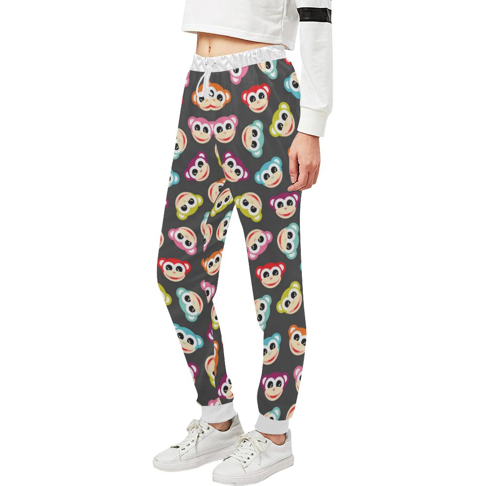 Monkey Head Design Themed Print Unisex Sweatpants